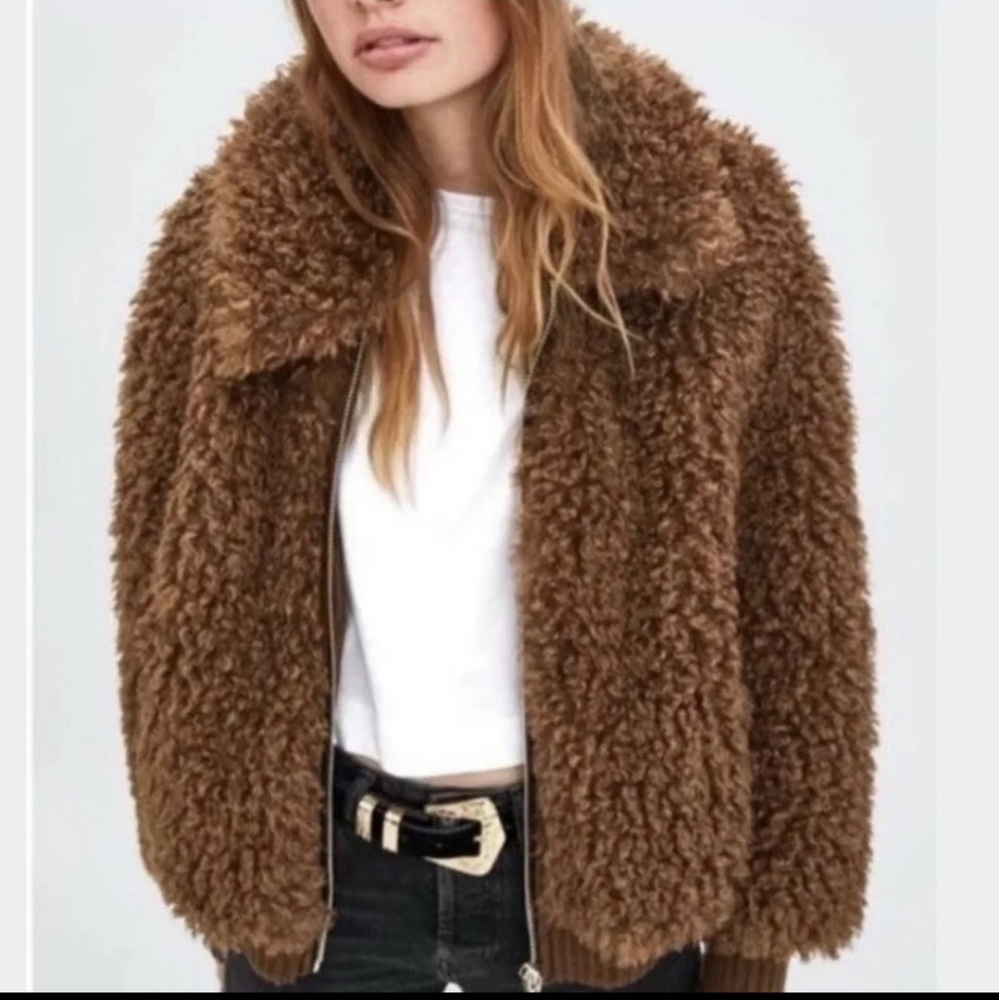 Trf collection Zara rust teddy bear coat